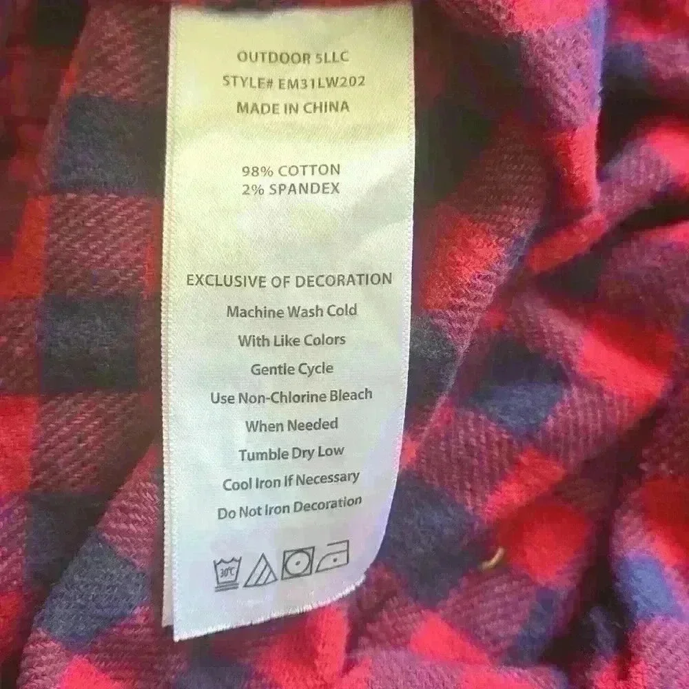 EDDIE BAUER mens small plaid red long sleeve  Button shirt - Picture 10 of 13